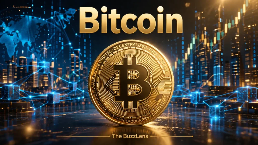 Blockchain নেটওয়ার্ক ও ডিজিটাল ফাইন্যান্স ব্যাকগ্রাউন্ডে সোনালি Bitcoin প্রতীক দেখানো একটি ফিচার্ড ইমেজ।