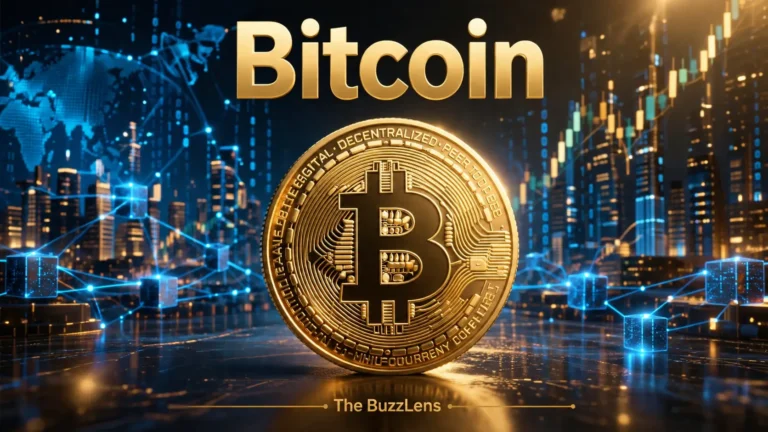 Blockchain নেটওয়ার্ক ও ডিজিটাল ফাইন্যান্স ব্যাকগ্রাউন্ডে সোনালি Bitcoin প্রতীক দেখানো একটি ফিচার্ড ইমেজ।