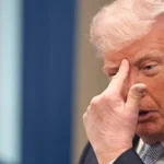 US President Donald Trump speaking about Iran during a public appearance.