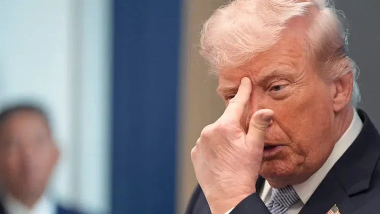 US President Donald Trump speaking about Iran during a public appearance.