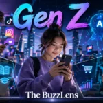 Gen Z প্রজন্মের প্রতিনিধিত্বকারী তরুণ-তরুণীদের ডিজিটাল জীবনধারা, যেখানে স্মার্টফোন, AI, অনলাইন শিক্ষা, ই-কমার্স, ভিডিও কল এবং আধুনিক প্রযুক্তির ব্যবহার তুলে ধরা হয়েছে।