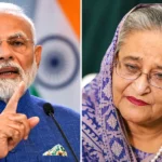 ভারতের প্রধানমন্ত্রী নরেন্দ্র মোদি ও বাংলাদেশের সাবেক প্রধানমন্ত্রী শেখ হাসিনার পাশাপাশি প্রতীকী ছবি