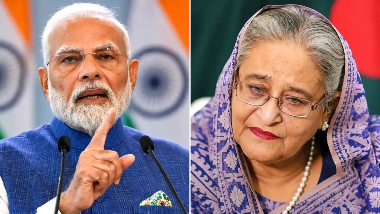 ভারতের প্রধানমন্ত্রী নরেন্দ্র মোদি ও বাংলাদেশের সাবেক প্রধানমন্ত্রী শেখ হাসিনার পাশাপাশি প্রতীকী ছবি