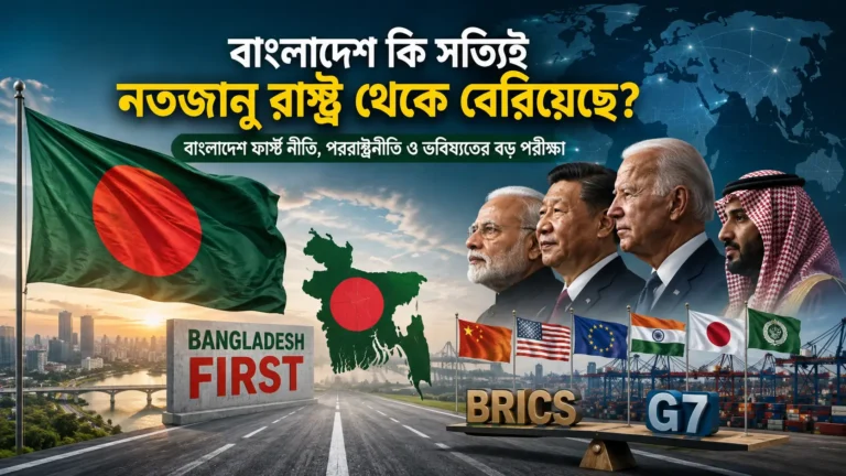 বাংলাদেশ ফার্স্ট নীতিতে বাংলাদেশের পরিবর্তিত পররাষ্ট্রনীতির প্রতীকী চিত্র