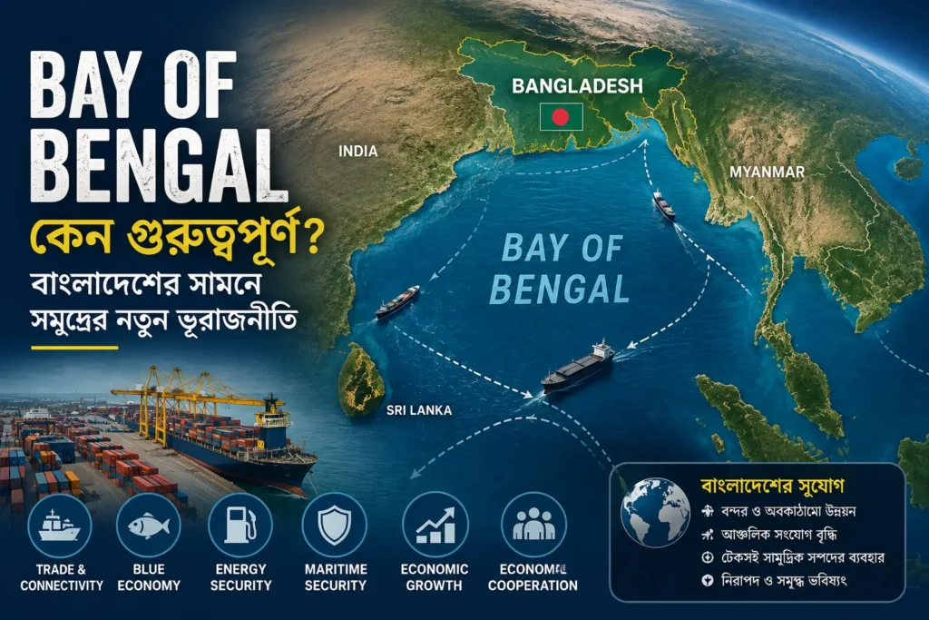 Bay of Bengal ও বাংলাদেশের সমুদ্রভিত্তিক ভূরাজনীতির প্রতীকী চিত্র