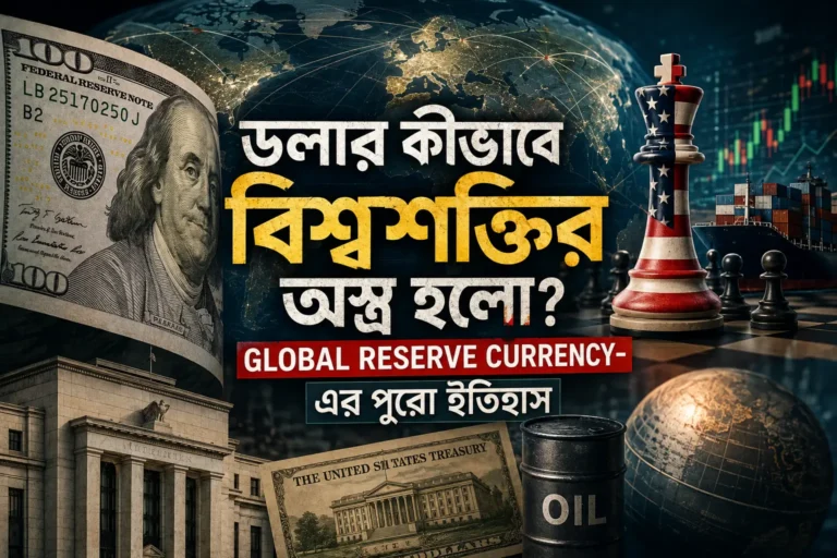 ডলার, বৈশ্বিক রিজার্ভ কারেন্সি ও বিশ্ব অর্থনৈতিক শক্তির প্রতীকী চিত্র