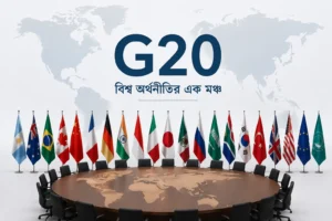 G20-এর সদস্য দেশগুলোর প্রতীকী আন্তর্জাতিক অর্থনৈতিক সম্মেলনের দৃশ্য