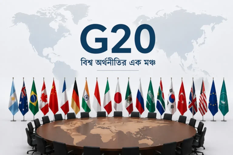 G20-এর সদস্য দেশগুলোর প্রতীকী আন্তর্জাতিক অর্থনৈতিক সম্মেলনের দৃশ্য