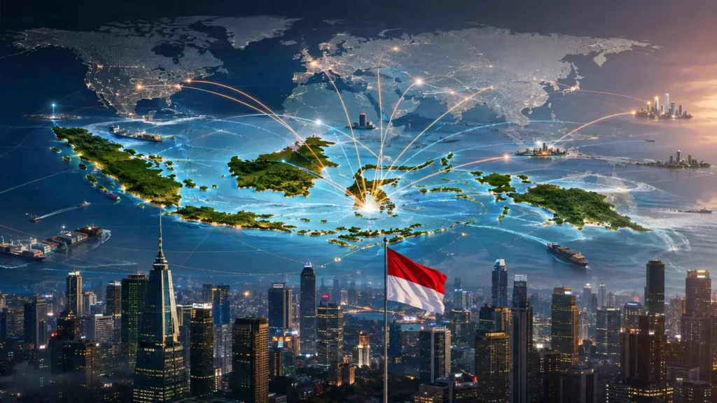 BRICS, NATO ও G7-এর বৈশ্বিক প্রেক্ষাপটে Indonesia-এর কূটনৈতিক ও অর্থনৈতিক অবস্থানের প্রতীকী চিত্র