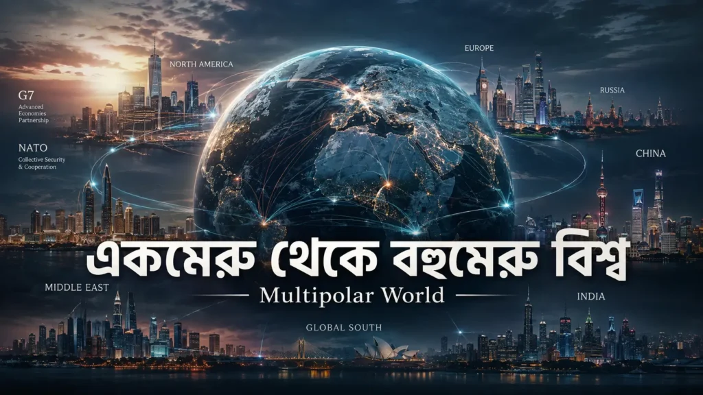 Multipolar World বোঝাতে USA, China, India, Russia ও Europe-এর বিভিন্ন শক্তিকেন্দ্রের প্রতীকী উপস্থাপন