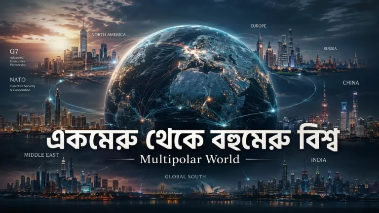 Multipolar World বোঝাতে USA, China, India, Russia ও Europe-এর বিভিন্ন শক্তিকেন্দ্রের প্রতীকী উপস্থাপন