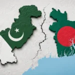পাকিস্তান ও বাংলাদেশের মানচিত্রে দুই দেশের পতাকার প্রতীক