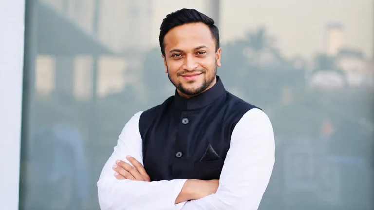 শেয়ারবাজারে কারসাজি ও অর্থ পাচার মামলার খবরে ব্যবহৃত সাকিব আল হাসানের ছবি।
