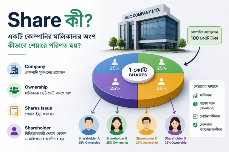 Share কী এবং একটি কোম্পানির মালিকানা কীভাবে শেয়ারে ভাগ হয়
