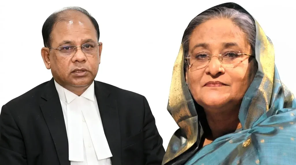 শেখ হাসিনা ও আন্তর্জাতিক অপরাধ ট্রাইব্যুনালের চিফ প্রসিকিউটর মো. আমিনুল ইসলামের ফাইল ছবি