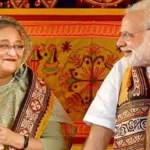 বাংলাদেশের সাবেক প্রধানমন্ত্রী শেখ হাসিনা এবং ভারতের প্রধানমন্ত্রী নরেন্দ্র মোদির ছবি