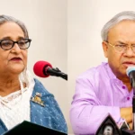 শেখ হাসিনা ও রুহুল কবির রিজভীর রাজনৈতিক বক্তব্যের প্রতীকী উপস্থাপন
