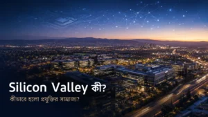 Silicon Valley ও বিশ্বের প্রযুক্তি সাম্রাজ্যের প্রতীকী দৃশ্য