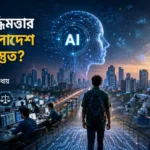 কৃত্রিম বুদ্ধিমত্তার যুগে বাংলাদেশের প্রযুক্তি ও নীতিগত প্রস্তুতির প্রতীকী দৃশ্য