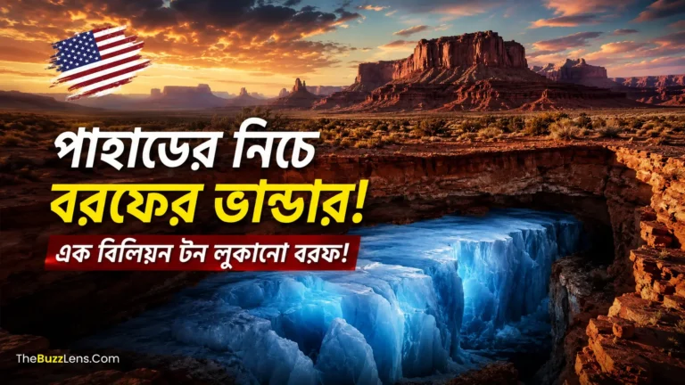 উটাহর পাথরের নিচে লুকিয়ে থাকা বিপুল বরফের প্রতীকী চিত্র